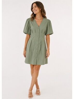 NWT Bailey 44 Olinda Cotton Poplin Shirt Bubble Sleeve Dress Size Medium